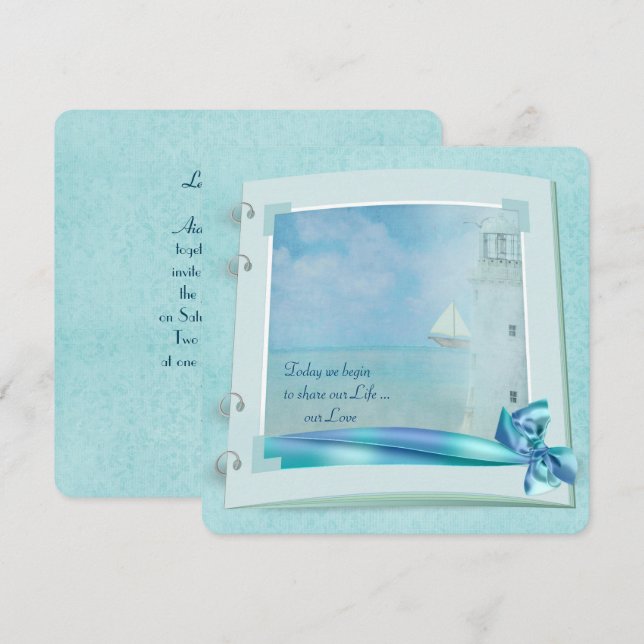 Lighthouse Wedding Book Invitation (Front/Back)