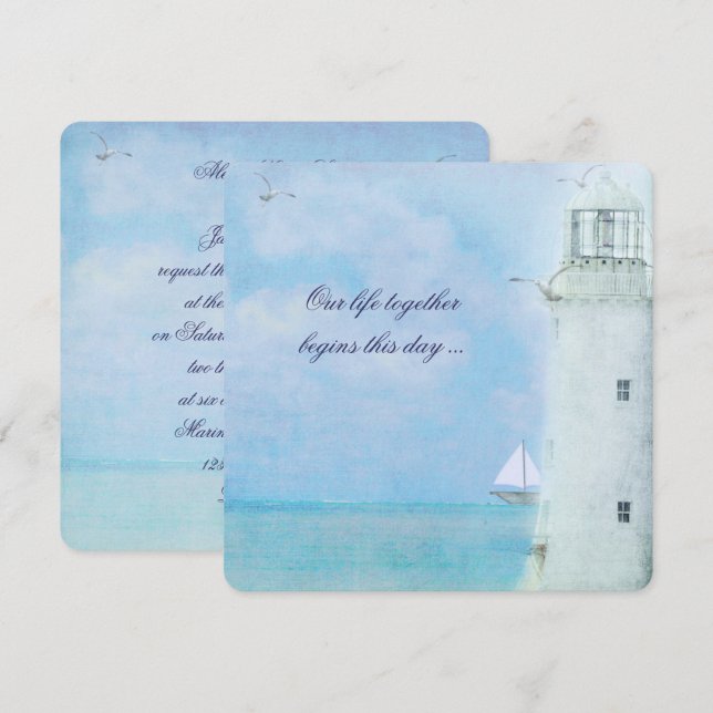 Lighthouse Wedding Invitation (Front/Back)