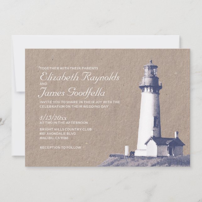 Lighthouse Wedding Invitations (Front)