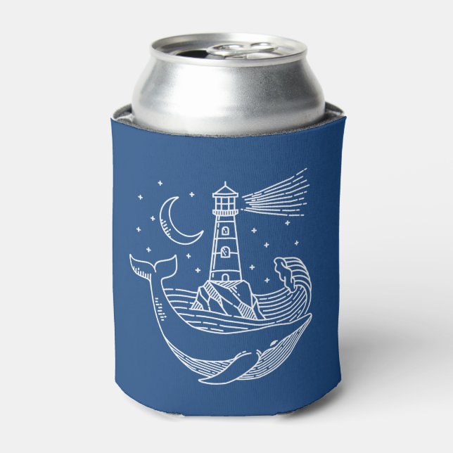 Lighthouse Whale Can Cooler (Can Front)