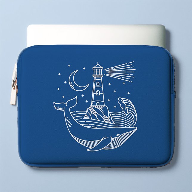 Lighthouse Whale Laptop Sleeve (Creator Uploaded)