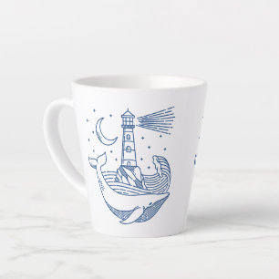 Lighthouse Whale Latte Mug