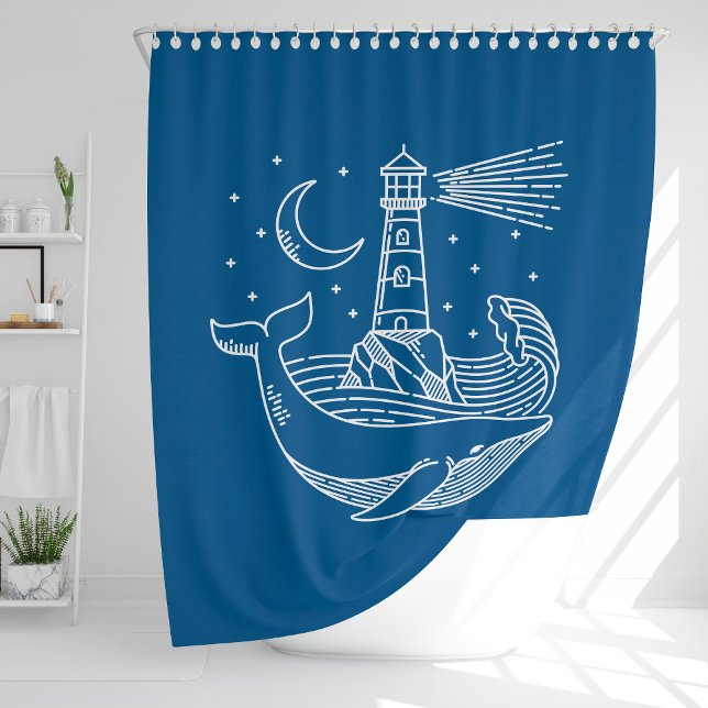 Lighthouse Whale Shower Curtain (Creator Uploaded)
