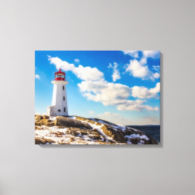 Lighthouse | Winter In Peggy'S Cove, Nova Scotia Canvas Print (Front)