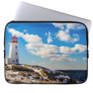 Lighthouse Winter In Peggy'S Cove, Nova Scotia Laptop Sleeve