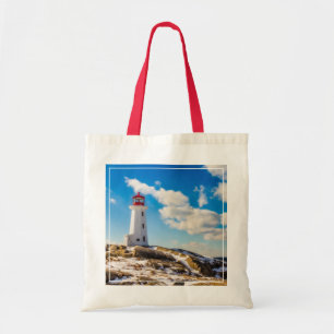 Lighthouse   Winter In Peggy'S Cove, Nova Scotia Tote Bag