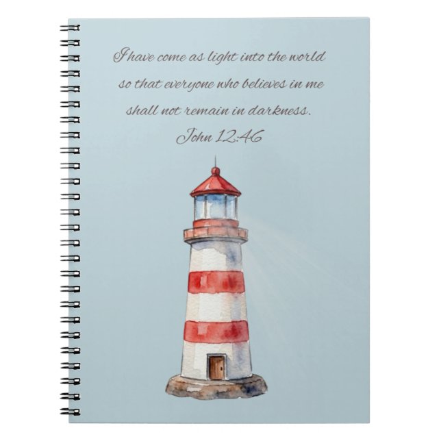 Lighthouse with John 12:46 Notebook (Front)