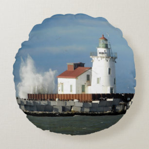 Lighthouse with Wave Round Pillow