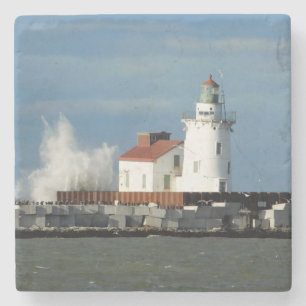 Lighthouse with Wave Stone Coaster