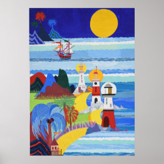 Lighthouses and Leo's Ship Poster