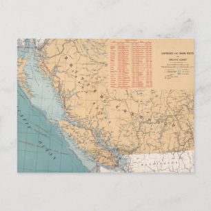 Lighthouses and Sailing Routes of British Columbia Postcard