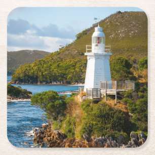 Lighthouses   Bonnet Island Lighthouse Square Paper Coaster