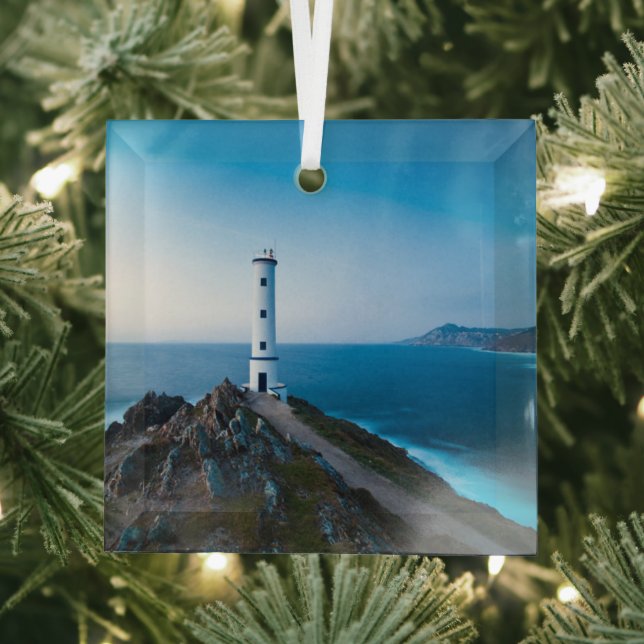 Lighthouses | Cabo Home Lighthouse Cangas Spain Glass Tree Decoration (Insitu)
