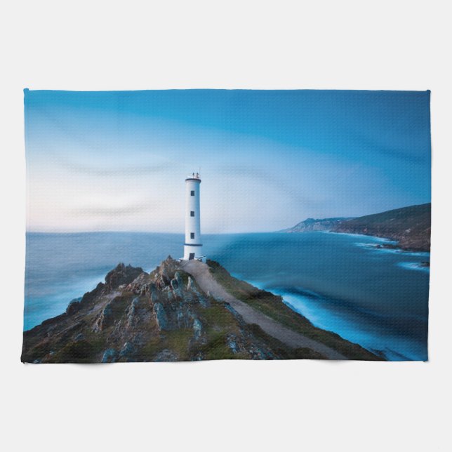 Lighthouses | Cabo Home Lighthouse Cangas Spain Tea Towel (Horizontal)