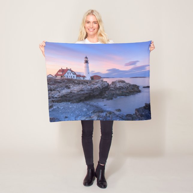 Lighthouses | Cape Elizabeth, Maine Fleece Blanket (In Situ)