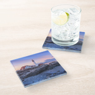 Lighthouses   Cape Elizabeth, Maine Glass Coaster