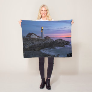 Lighthouses Cape Elizabeth Maine Lighthouse Fleece Blanket