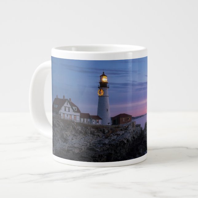 Lighthouses | Cape Elizabeth Maine Lighthouse Large Coffee Mug (Front Left)