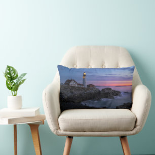 Lighthouses   Cape Elizabeth Maine Lighthouse Lumbar Cushion