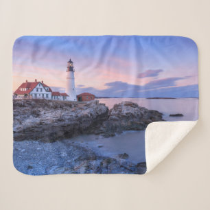 Lighthouses Cape Elizabeth, Maine Sherpa Blanket