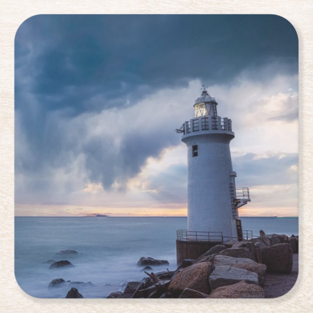 Lighthouses | Cape Irago Lighthouse Square Paper Coaster (Front)