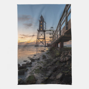 Lighthouses Eversand-Oberfeue Germany Tea Towel