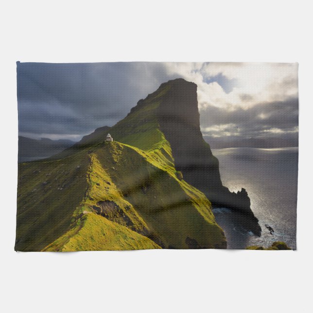 Lighthouses | Faroe Islands Denmark Tea Towel (Horizontal)