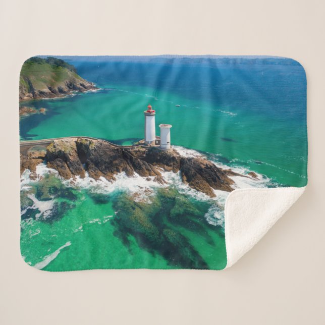Lighthouses | Finistère Brest Bretagne Lighthouse Sherpa Blanket (Front (Horizontal))