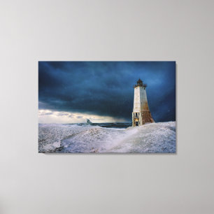 Lighthouses   Frankfort Lighthouse Lake Michigan Canvas Print