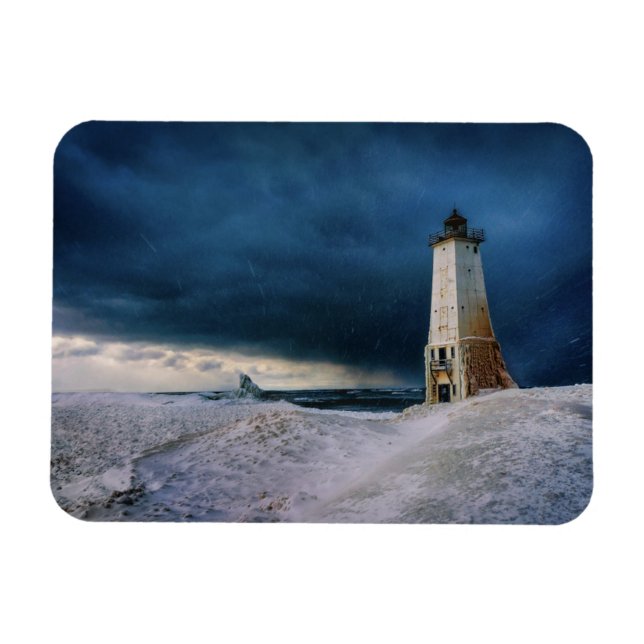 Lighthouses | Frankfort Lighthouse Lake Michigan Magnet (Horizontal)