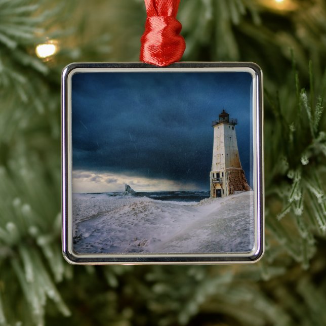 Lighthouses | Frankfort Lighthouse Lake Michigan Metal Tree Decoration (Tree)