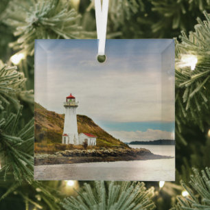 Lighthouses Georges Island Lighthouse Glass Tree Decoration