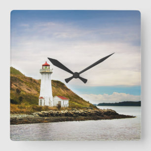 Lighthouses   Georges Island Lighthouse Square Wall Clock