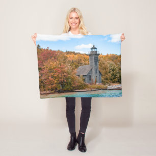 Lighthouses Grand Island East Channel Light Fleece Blanket