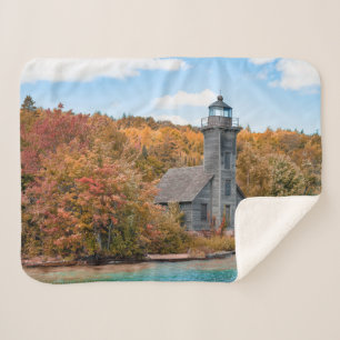 Lighthouses Grand Island East Channel Light Sherpa Blanket
