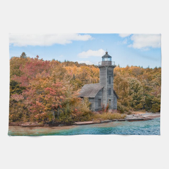 Lighthouses | Grand Island East Channel Light Tea Towel (Horizontal)