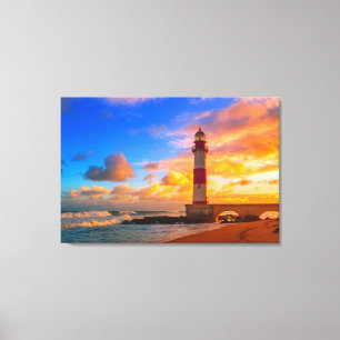 Lighthouses Itapuã Brazil Lighthouse Canvas Print