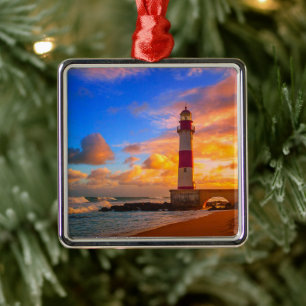 Lighthouses   Itapuã Brazil Lighthouse Metal Tree Decoration