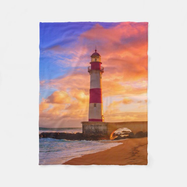 Lighthouses | Itapuã Lighthouse Bahia Brazil Fleece Blanket (Front)