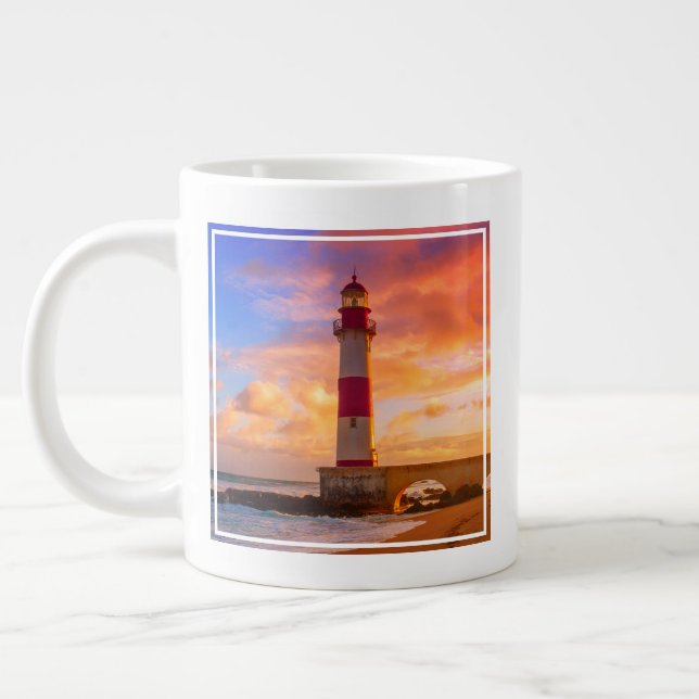 Lighthouses | Itapuã Lighthouse Bahia Brazil Large Coffee Mug (Left)