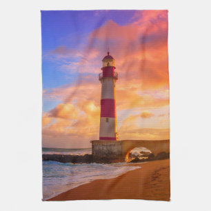Lighthouses Itapuã Lighthouse Bahia Brazil Tea Towel