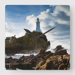Lighthouses La Corbière Channel Islands Square Wall Clock