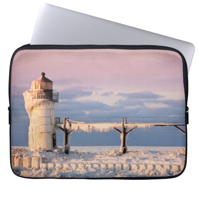 Lighthouses | Lake Michigan Lighthouse Laptop Sleeve (Front)
