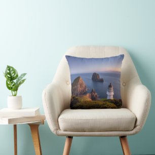 Lighthouses   Lighthouse Cape Brett New Zealand Cushion