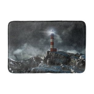 Lighthouses Lighthouse in the Storm Bath Mat