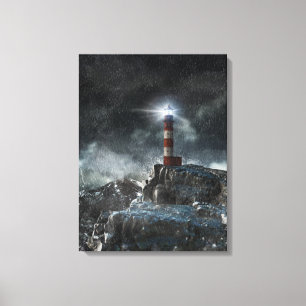 Lighthouses   Lighthouse in the Storm Canvas Print