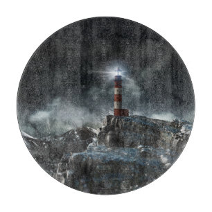 Lighthouses   Lighthouse in the Storm Cutting Board