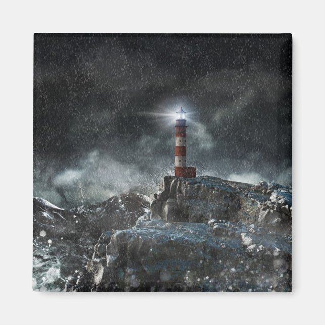 Lighthouses | Lighthouse in the Storm Magnet (Front)