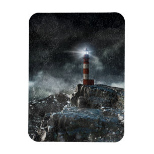 Lighthouses   Lighthouse in the Storm Magnet