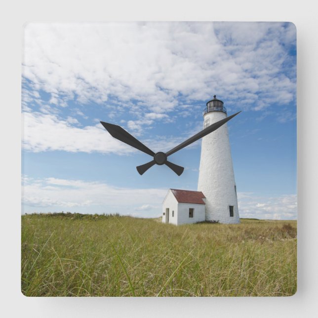 Lighthouses | Lighthouse Massachusetts Square Wall Clock (Front)